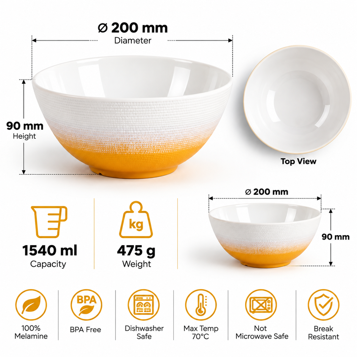 Ambree Large Salad Bowl - Lemon