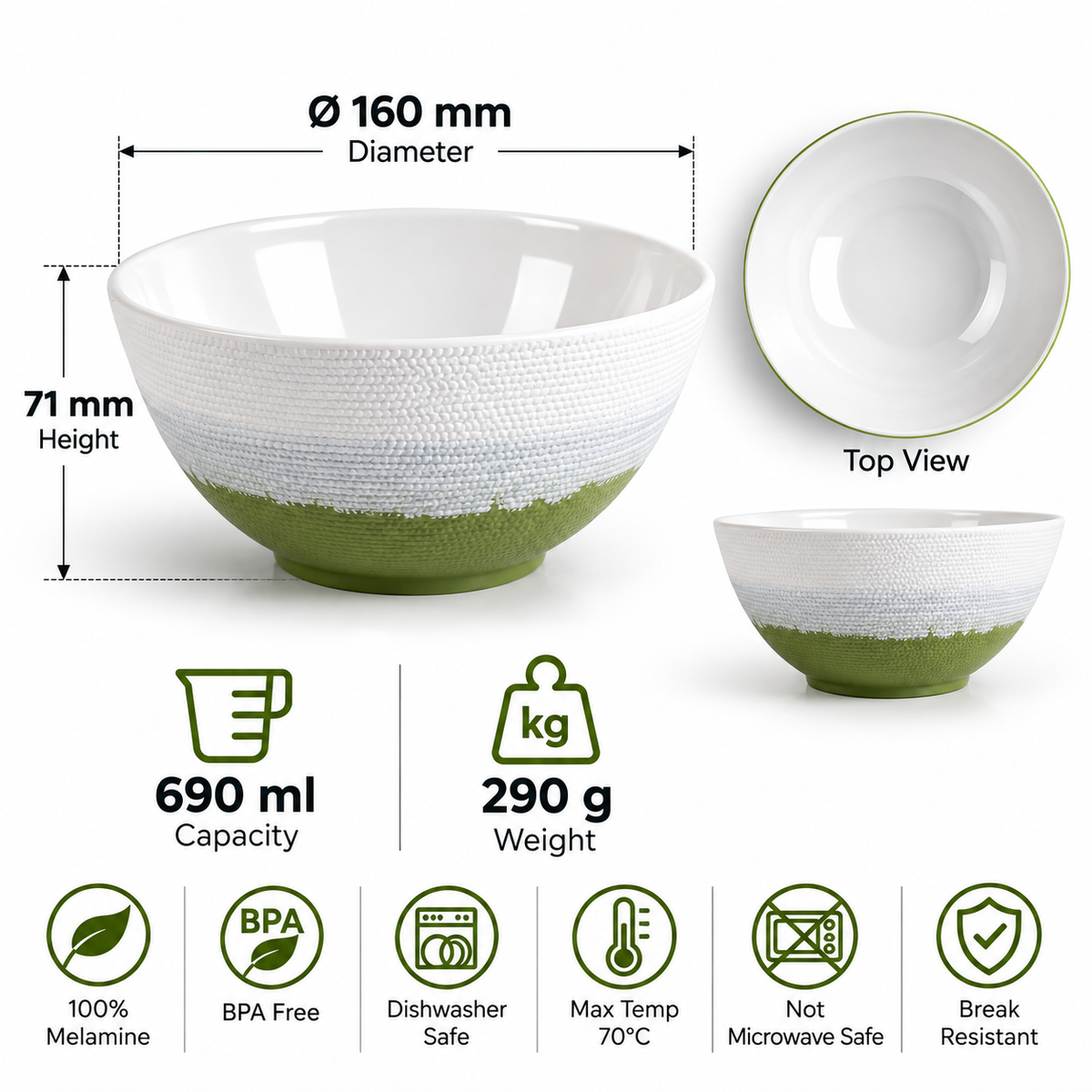 Ambree Medium Bowl - Olive