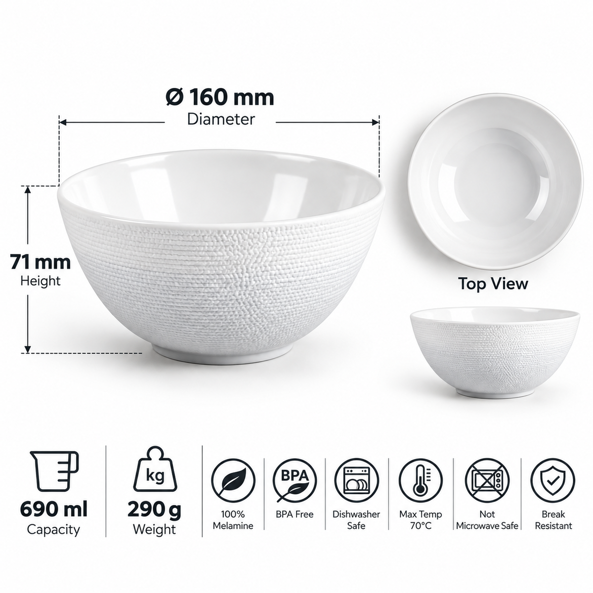 Ambree Medium Bowl - Stone