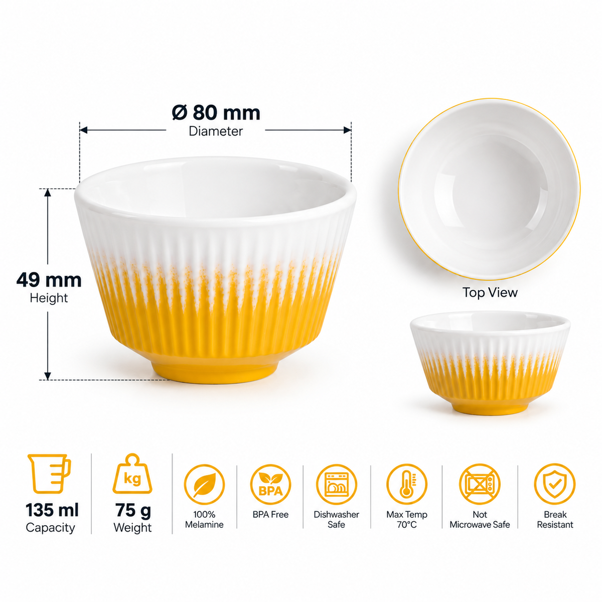 Soleil Dipping Bowl- Lemon