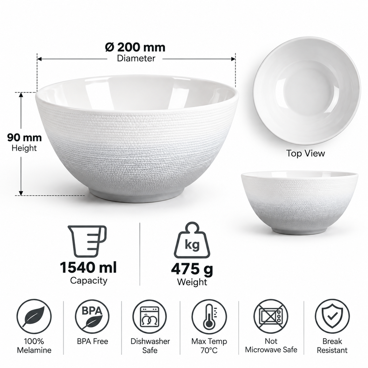 Ambree Large Salad Bowl - Stone